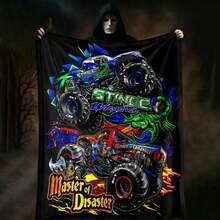 1PC 3D Monster Jam Monster Truck Cartoon Blanket, Edgy Gift For Motorsports Fans, Themed Man Cave Decor, Retro Sci-Fi Party Accent & Race Day Souvenir,Soft Throw Blanket For Home Bedroom Bed Sofa Picnic Travel Office Cover Blanket, Multiple Sizes 50x60 To 60x80 Inches - Nhiều màu 18 - Xem 5
