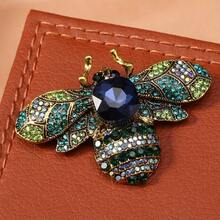1 Piece Retro Bee Design Rhinestone Alloy Brooch Suitable For Women's Clothing Accessories - Golden - View 2