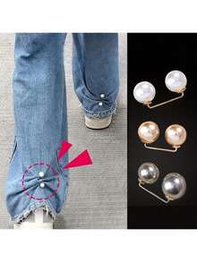 1/2pcs Pearl Denim Clips, Non-Slip Brooch, Non-Slip Shoe Clips, Pants Length Adjuster - / - View 1