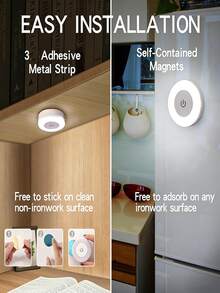 1pc Touch Sensor Night Light, Bedside Lamp, 3 Color Adjustable, Wireless Cabinet Light, Dimmable (Warm Light) For Bedroom, Bathroom, Living Room, Wardrobe, Kitchen, Home Decor, Wall Decor, Bedroom Decor, New Year, Spring Festival - 60 Touchscreen Mini Round Night Light - View 11