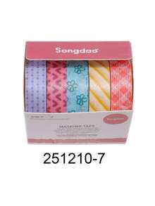 5卷/盒装饰和纸胶带 - 几何、花卉和格子图案，简约风格，适用于日记本、计划本、礼品包装 - 套裝 - 查看 19