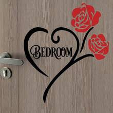 2026 New MS-GK021 Minimalist Heart Flower BEDROOM English Slogan Door/Window Decal, 2pcs - Multicolor - View 5