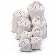 5/10 pièces/Paquet Sacs à cordon en lin, Pochettes en lin de couleur unie simple de tailles multiples pour bijoux, cosmétiques, jouets, décorations, stockage anti-poussière - sac en lin - Voir 8