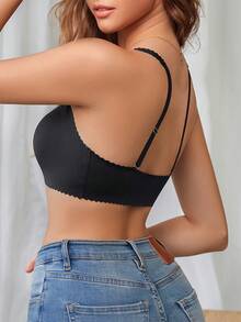EssElegance 无钢圈文胸，可调节肩带，无缝设计，无衬垫，提拉塑形 - 黑色 - 查看 4