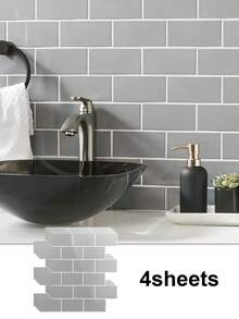 WoStick 4Sheeets/10Sheets 3D Glossy Subway Peel And Stick Tiles, Self-Adhesive Waterproof Wall Stickers For Kitchen Backsplash - Multicolor - View 28