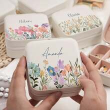 Personalized Leather Jewelry Travel Case With Name, DIY Bridesmaid Gift, Bride Gift, Valentine's Day Gift - Multicolor - View 9