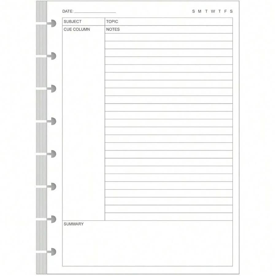 Size Cornell Notes Filler Paper - A5 TUL Custom Note-TaFKing System 8 Disc Discbound Refill Pages, 50 Sheets/100 Pages, 100 Gsm White Paper, 5.8\ X 8.3\ - 8碟裝/青少年尺寸 - 查看 1