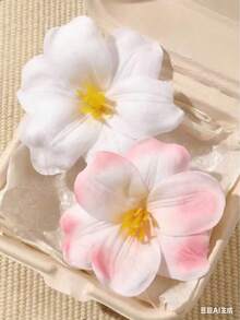 2pcs/Set Spring & Summer Bohemian Style Beige & Pink Faux Tulip Elegant Sweet Beach Holiday Headband Hair Clips - Multicolor - View 4