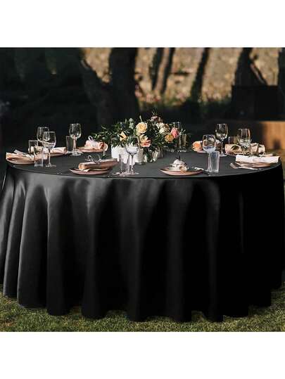 1 قطعة مفرش طاولة دائري متعدد الألوان بطبعة فنية كلاسيكية، ذو نهاية ساتان، مناسب للزفاف وعيد الحب والاستخدام اليومي