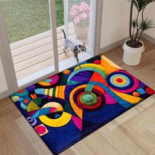 1 szt. Dywan z nadrukiem abstrakcyjnym, mata z imitacji wełny – bardzo chłonna, łatwa do czyszczenia, odpowiednia do wystroju wnętrz, do domu, na farmę, do przedpokoju, do wnętrz, do kuchni, jadalni, małego biura/biura domowego, do zlewu, pralni, wycieraczki, maty kuchennej, maty antypoślizgowej - Wielokolorowe - Zobacz 6