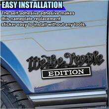 2PCS 3D Metal We People Edition Car Emblem Sticker - Self - Adhesive Raised Tailgate Emblem Car Fenders Badge Decal - Personalized Auto Body Embossed Decorative Decal Stickers (Black/White) - A - Xem 3