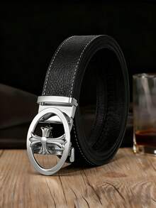男士纹理PU皮革腰带，配以椭圆形自动扣，有金色、银色和黑色镀层可选。采用可调节设计，饰以白色缝线细节，尽显奢华商务休闲风格，是父亲节和周年纪念日的完美礼物。 - 彩色 - 查看 11