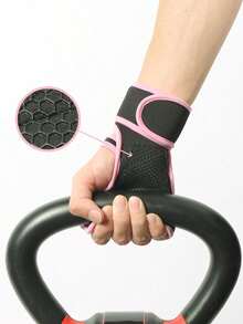 SKDK 1 Pair Ventilated Weight Lifting Workout Gloves For Men Women, Built-In Wrist Wraps And Non-Slip Palm Silicone Exercise Gym Gloves For Cross Training Powerlifting. - 粉色 - 查看 6