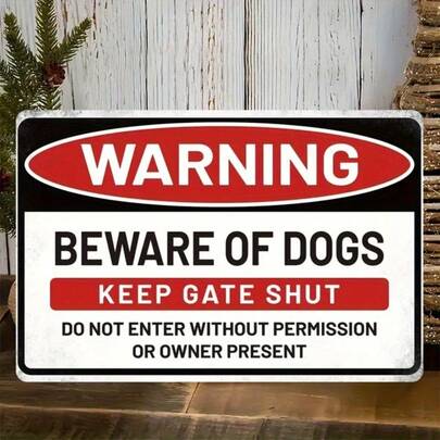 لافتة معدنية تحذيرية "انتبه من الكلب"، ديكور خارجي/داخلي متين، مناسب لكهف الرجال والبار والمنزل (8x12 بوصة)
