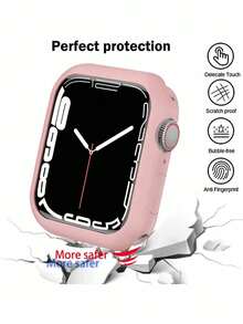 1 pieza Funda protectora de TPU mate rosa y silicona a prueba de golpes compatible con IWatch de 38mm, 40mm, 41mm, 42mm, 44mm, 45mm, funda de reloj suave y de moda compatible con Apple Watch Series 9, 8, 7, 6, 5, 4, 3, 2, 1 y SE3, accesorios de funda de reloj, adecuado para uso diario, fiestas, negocios, excelentes regalos de Navidad, cumpleaños, regreso a la escuela y vacaciones para mujeres y hombres - Rosa - Ver 9