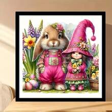 1套[30*30厘米/11.8*11.8英寸][40*40厘米/15.7*15.7英寸]5D亚克力钻石画套装，兔子和矮人图案，适合成人初学者DIY马赛克钻石画，全钻手工DIY钻石画，适用于客厅、卧室、办公室墙面装饰画，送给家人和朋友的惊喜艺术家居装饰礼物 - 無框 - 查看 2