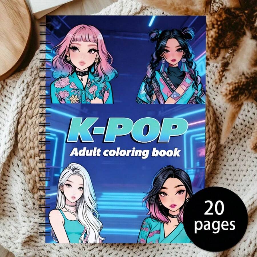 1pc KPOP Style Sketchbook, Ideal For KPOP Fans, Vibrant Cover, High-Quality Paper, Spiral Bound, Durable, Great Adult Gift (Pen Not Included) - Single Piece - View 1