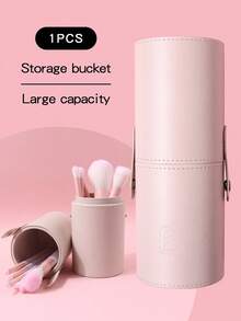 Large Capacity Makeup Brush Holder, Cosmetic Storage Box, Vanity Organizer, Makeup Brush Bucket, Beginner Makeup Storage Tool - Apricot - View 3