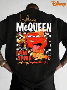 Disney Men's Casual Hoodie, Lightning McQueen "I Am Speed" Fun Print, Dynamic Racing Design, Comfortable Fit, Perfect For Energetic Style & Daily Activities - màu đen - Xem 3