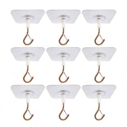 Heavy Duty Self-Adhesive Ceiling Hooks - PVC No-Drill Hooks, Suitable For Hanging Balloons, Wind Chimes, Lights, Plants Etc. - Multipurpose Damage-Free Hooks For Home And Commercial Use, Widely Applicable | Adhesive Installation