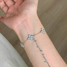 1pc Elegant Blue Butterfly Bracelet, Unique High-End Design With Delicate Pendant - 淺藍色 - 查看 8