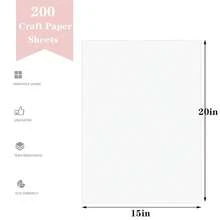 15"X 20"Kraft Paper Sheets Bulk White Paper, Large Craft Paper For Arts, Drawing, DIY Projects, White Wrapping For Gift Shipping Packaging 200 Sheets - 白色200P15X20英寸 - 查看 3