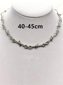 1件复古荆棘颈链，荆棘锁骨项链，时尚腰链，朋克街头嘻哈男士项链，情人节礼物，适合派对和日常佩戴 - 彩色 - 查看 3