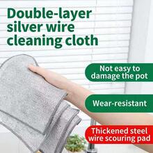 10 - Pack 9 - Inch Dual - Layer Metal Mesh Cleaning Cloths - Scratch - Kitchen Scrubbers Dishes Cookware - Red-1pc - View 6