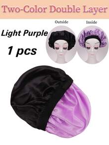 Nunify 丝绸缎面睡帽，双层缎面睡帽，可调节，女士睡眠帽，双面可用，适合卷发，护发帽，睡帽 - 彩色 - 查看 17