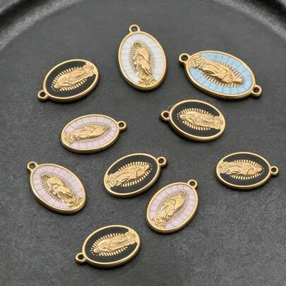 5 Pcs Colorful Stainless Steel Jewelry Pendants, Oil-Dripping Craft, Handmade DIY Stainless Steel Bracelets & Necklaces, Exquisite Small Charms – Can Be Freely Matched With Bracelets, Necklaces, Earrings And Other Accessories