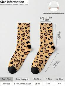 1 Pair 360 Men's Socks – Fun All-Over Print Featuring Leopard Print,Heart,Soft, Comfortable, And Highly Elastic, These Fashionable Casual Streetwear Hip-Hop 360 Socks Are Perfect As Compression Gear, Valentine's Day Socks, Or Loose Maternity Socks. - Multicolor - View 6