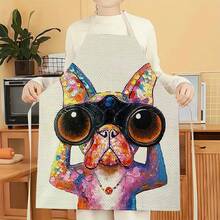 1pc Maneki-Neko Design Apron, Creative Funny Fashionable Printed Apron, Home Cleaning Apron, Easy Clean Kitchen Cooking Apron, Creative Home Apron - Multicolor - View 3