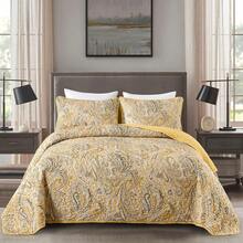 3 Pieces Boho Quilt Set Queen King Size, Yellow Paisley Floral Pattern Bedspread Coverlet Set With 2 Pillowcases, Lightweight Microfiber Bohemian Quilt Bedding Set, Suitable For Wedding Items, Valentines Day Home Bed Room Decor, Mothers Day Gift, All Season - 黃色 - 查看 5