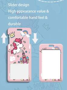 1 buah Gantungan Kartu Identitas Bergambar Unicorn Lucu yang Dapat Dilepas, Tempat Kartu Pelajar Warna Gradien Pelangi, Cocok untuk Penggunaan Sehari-hari, Kantor, Perjalanan, Hadiah Hari Ibu - Square - View 4