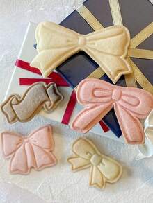 Cute Butterfly Ribbon-Shaped Cookie Cutter DIY 3D Ribbon Press-Style Biscuit Mold Stamp Embossing Cake Making Tool - Pink - View 5