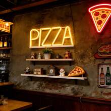 1pc LED Bar PIZZA Neon Sign, Wall Decor For Shop, Battery/USB Powered Romantic Fairy Light, Birthday Gift, Party Decoration For Home, Bedroom, Living Room - PIZZA Neon Sign - View 4