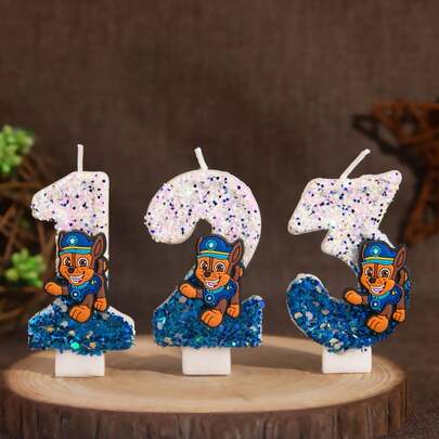  1pc Paw Patrol Creative Birthday Number Candle, Cake Decor Paw Patrol Archie Number Candle, Suitable For Birthday Party & Holiday Decoration