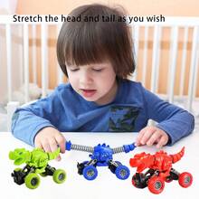 适合3岁以上儿童的可伸缩恐龙玩具，趣味卡通造型，双向可伸缩，亲子互动玩具，双向惯性驱动，无需电池 - 彩色 - 查看 5