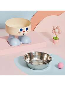 Cartoon High-Foot Cat Bowl, Design, Anti-Tipping, Protect Pet's Neck, Suitable For Dogs And Cats, Stainless Steel Dishware, High-Aesthetic, Dog Bowl, For Tabletop/Floor, Beloved Pet Gift - 300ml - View 10