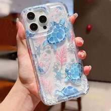 1PC Ocean Turtle Pattern Air Cushion Phone Case For  16 15 13 12 11 14 Pro Max Mini XR XS 7 8 14 15 Plus Transparent Protective Cover  17 Pro Caseiphone 17 Pro Case - 混合顏色 - 查看 7
