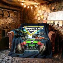 1PC 3D Monster Jam Monster Truck Cartoon Blanket, Edgy Gift For Motorsports Fans, Themed Man Cave Decor, Retro Sci-Fi Party Accent & Race Day Souvenir,Soft Throw Blanket For Home Bedroom Bed Sofa Picnic Travel Office Cover Blanket, Multiple Sizes 50x60 To 60x80 Inches - Nhiều màu 7 - Xem 3