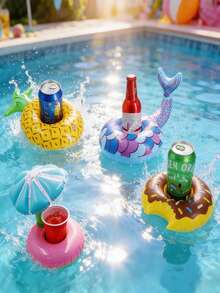 20pcs Inflatable Drink Cup Holders, Inflatable Floating Drink Cup Holders, Swimming Pool Drink Floats, Floating Cup Holders, Inflatable Drink Coasters, Inflatable Flamingo Cup Holders For Swimming Pool Party - Multicolor - View 2