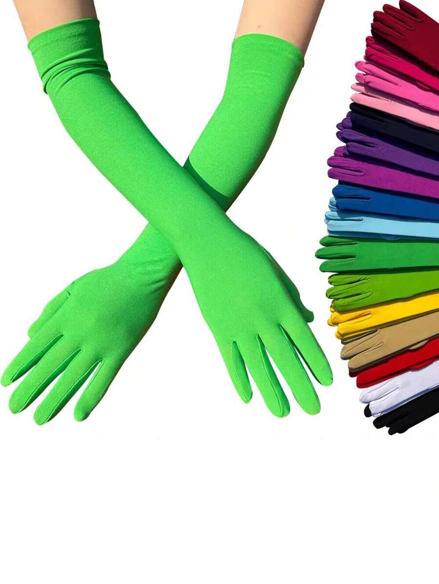 1 双女士 45 厘米/17.72 英寸时尚长袖袖套，弹力露指手套，适合舞蹈派对、节日演出、表演、新娘/伴娘佩戴，亦可作手部装饰。 - 長款手套 - 查看 1