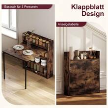 Folding Dining Table With Shelf, Industrial Design, Space-Saving, Ideal For Small Rooms, 80 X 90 X 93 Cm, Rustic Brown - Brown - View 5