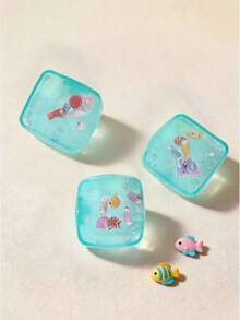 POKOJA LAND Ocean Themed Sensory Decompression Magic Cube, Decorated With Cartoon Seashells, Conches, Schools Of Fish And Ice Cream Elements To Create A Marine Party Atmosphere, Effectively Relieving Anxiety. Suitable For Outdoor Spaces And Office Environments, Providing A Stress-Relieving Experience Anytime. Also Makes A Great Desktop Decor, Party Favor Or Holiday Gift! - 彩色 - 查看 3