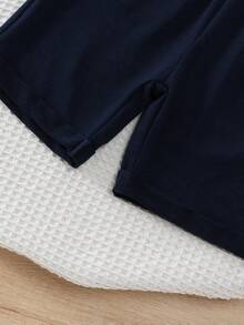 Ensemble short et t-shirt manches courtes pour garçons, col rond - bleu indigo - Voir 5