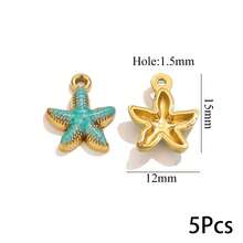 1/5 Pcs Stainless Steel Enamel Starfish Charms For Jewelry Making DIY Bracelet Necklace Jewelry Gold Pendants Handmade Crafts - Multicolor - View 7