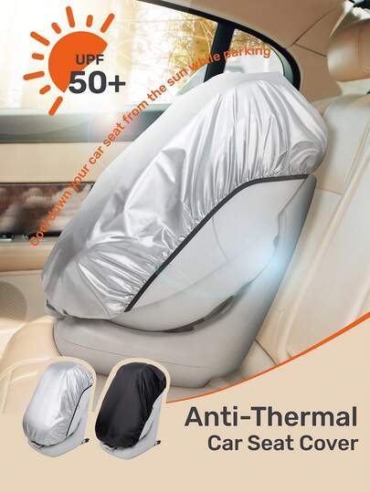 1 pieza Parasol y cubierta de protección UV para silla de coche de bebé, diseño reversible plateado/negro, correa elástica ajustable que se adapta al 98% de las sillas de coche de bebé, compañero a prueba de polvo para todas las estaciones