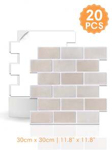 1/10/20片装仿地铁砖自粘瓷砖墙贴，装饰墙贴，11.8英寸 x 11.8英寸，撕开粘贴，易于安装，适用于客厅、卧室、房车、墙壁等墙面装饰。 - A - 查看 17