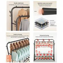 Heavy Duty Clothes Rail Load Sturdy Clothes Rack With Shelfs & Shoe Rack - A - View 6